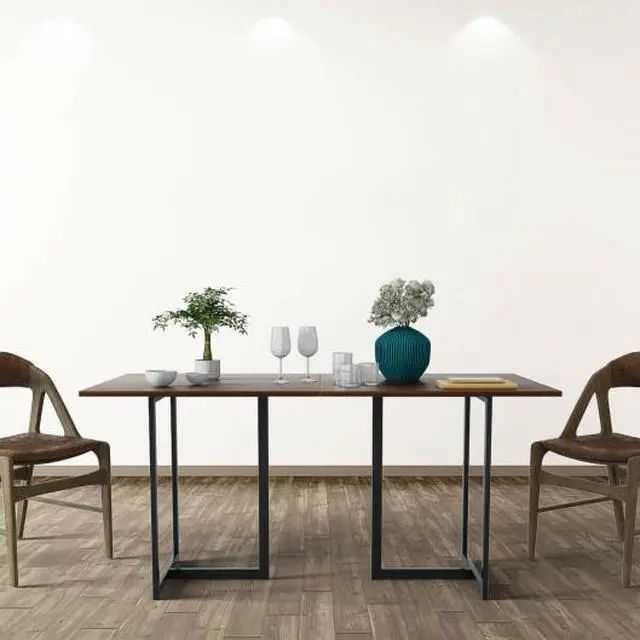 Alt view image 3 of 3 - SlickBlue Metal Frame Wood Top Console Dining Table Rectangular Kitchen Table-60 Inch Desk