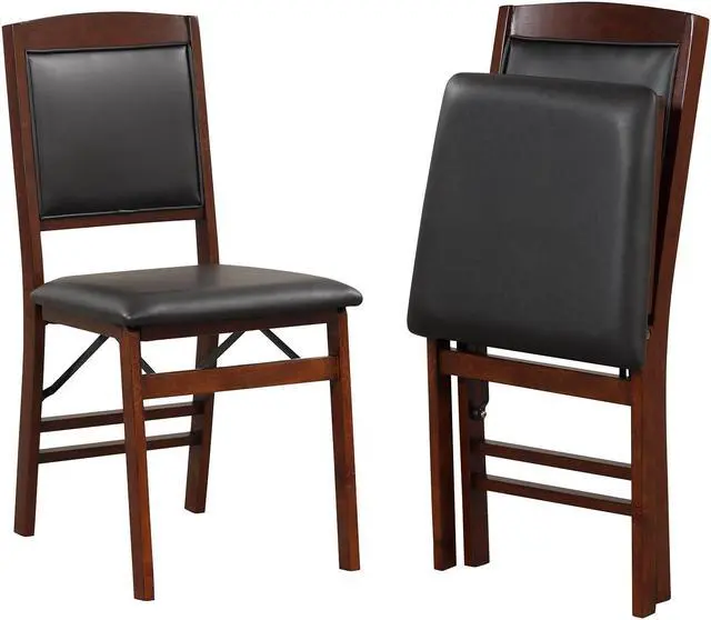Alt view image 2 of 7 - SlickBlue Set of 2 Folding Dining Chairs with Padded Seat and High Backrest-Brown