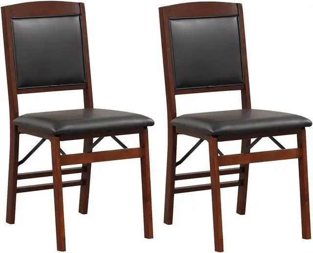 Main image of SlickBlue Set of 2 Folding Dining Chairs with Padded Seat and High Backrest-Brown