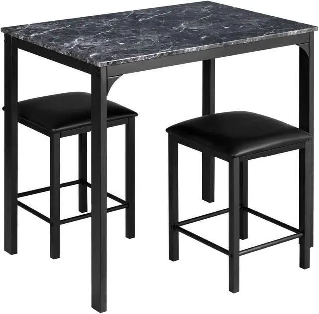 Main image of SlickBlue 3 Piece Counter Height Dining Set Faux Marble Table