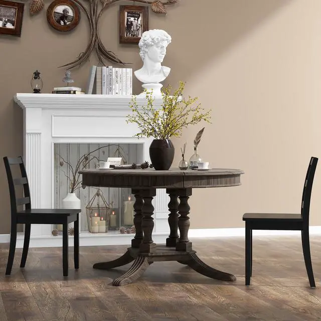 Alt view image 4 of 7 - SlickBlue Set of 2 Wood Dining Chairs with Solid Rubber Wood Legs