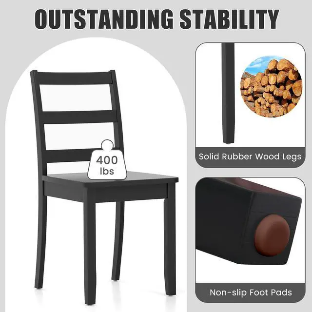 Alt view image 6 of 7 - SlickBlue Set of 2 Wood Dining Chairs with Solid Rubber Wood Legs