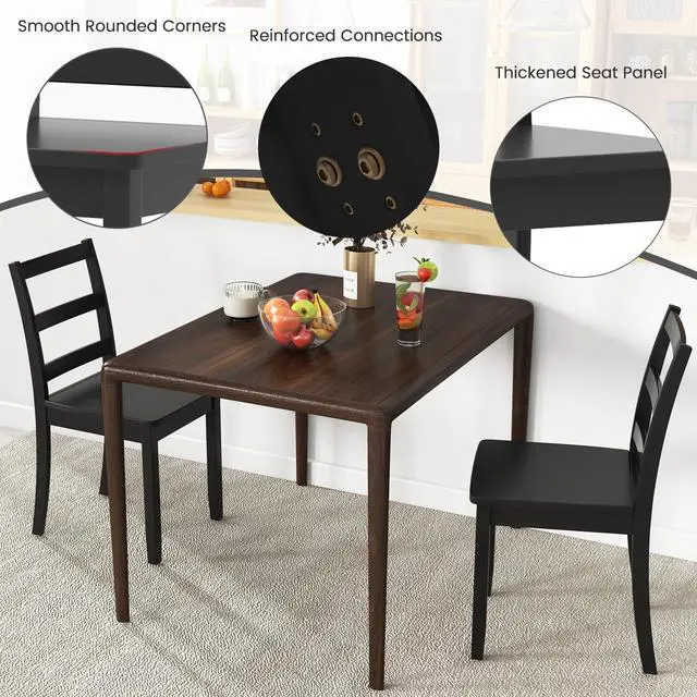 Alt view image 7 of 7 - SlickBlue Set of 2 Wood Dining Chairs with Solid Rubber Wood Legs