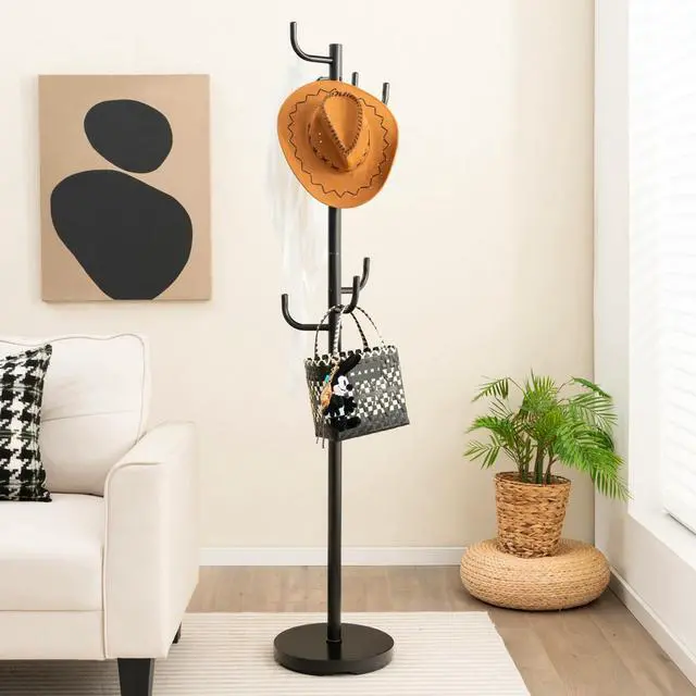 Alt view image 7 of 7 - SlickBlue Metal Coat Rack Stand with 8 Sturdy Hooks and Metal Base
