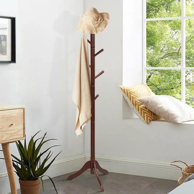 Alt view image 4 of 7 - SlickBlue Adjustable Wooden Tree Coat Rack with 8 Hooks