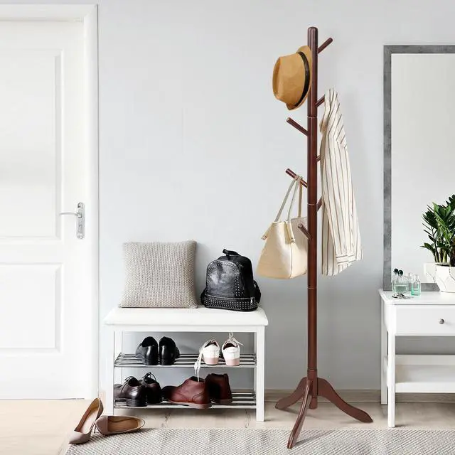 Alt view image 6 of 7 - SlickBlue Adjustable Wooden Tree Coat Rack with 8 Hooks