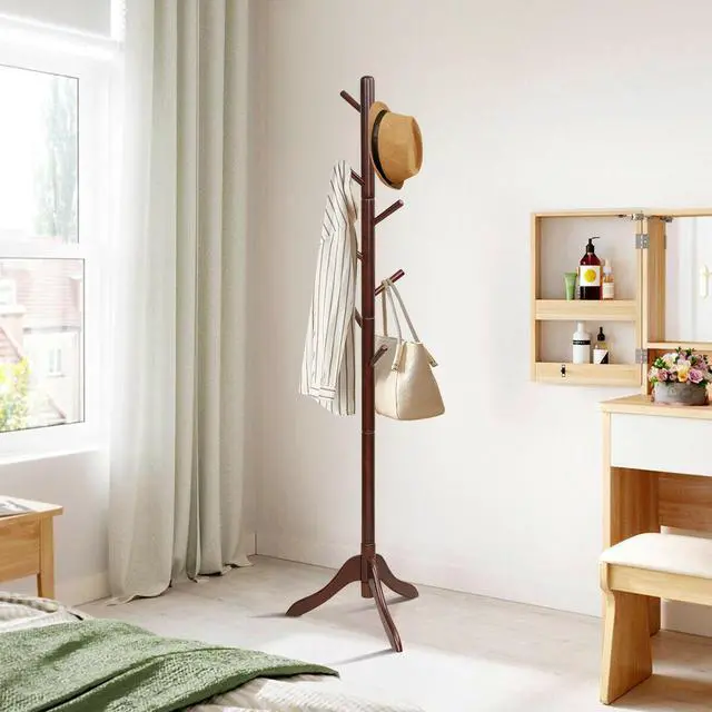 Alt view image 7 of 7 - SlickBlue Adjustable Wooden Tree Coat Rack with 8 Hooks