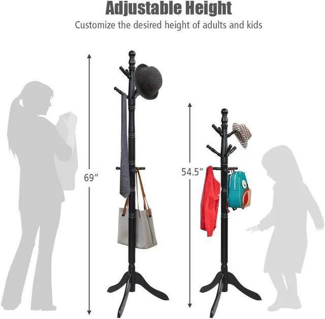 Alt view image 3 of 7 - SlickBlue Entryway Height Adjustable Coat Stand with 9 Hooks