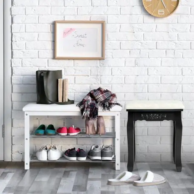 Alt view image 2 of 3 - SlickBlue Vanity Stool Makeup Bench Dressing Stool-Black