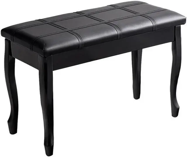 Main image of SlickBlue Solid Wood PU Leather Piano Bench with Storage-Black