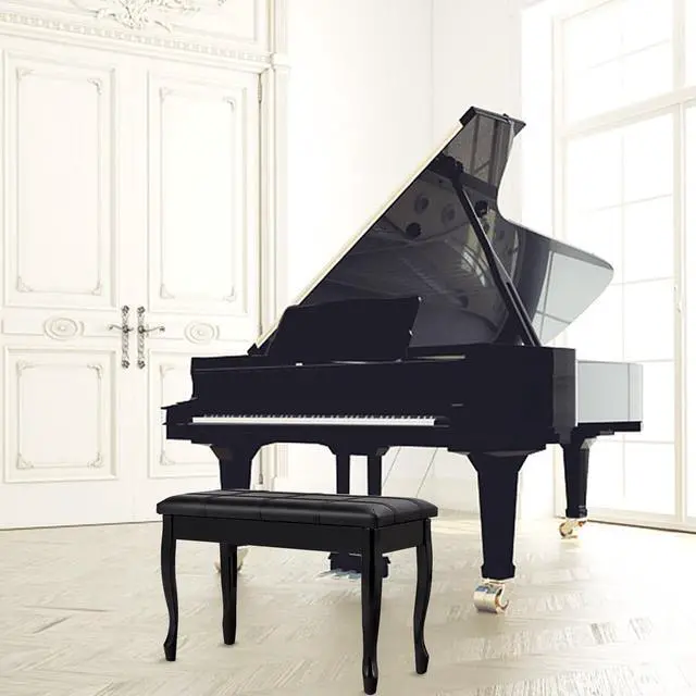Alt view image 4 of 7 - SlickBlue Solid Wood PU Leather Piano Bench with Storage-Black