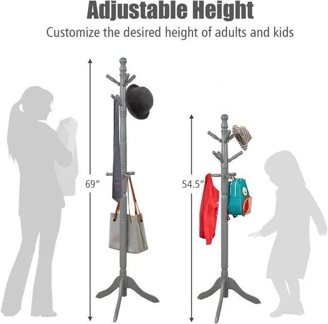 Alt view image 3 of 7 - SlickBlue Entryway Height Adjustable Coat Stand with 9 Hooks