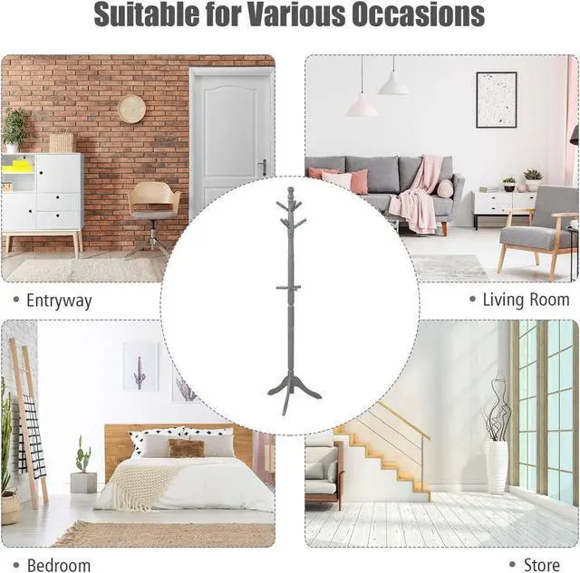 Alt view image 5 of 7 - SlickBlue Entryway Height Adjustable Coat Stand with 9 Hooks