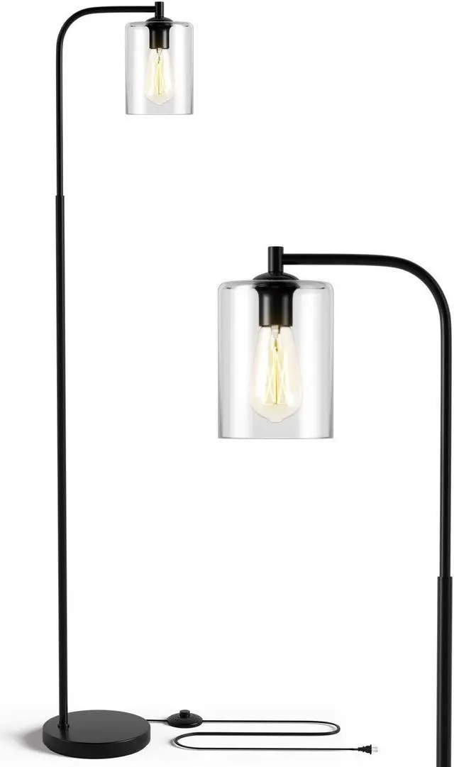 Alt view image 7 of 7 - SlickBlue Industrial Floor Lamp with Glass Shade-Black