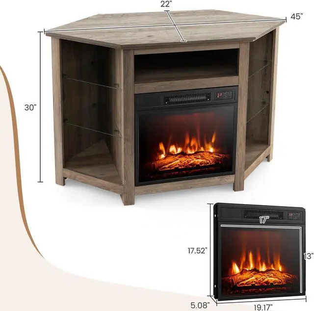 Alt view image 4 of 7 - SlickBlue Fireplace Corner TV Stand with LED Lights and Smart APP Control for 50 Inches TV