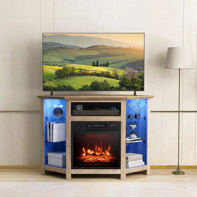 Alt view image 2 of 7 - SlickBlue Fireplace Corner TV Stand with LED Lights and Smart APP Control for 50 Inches TV