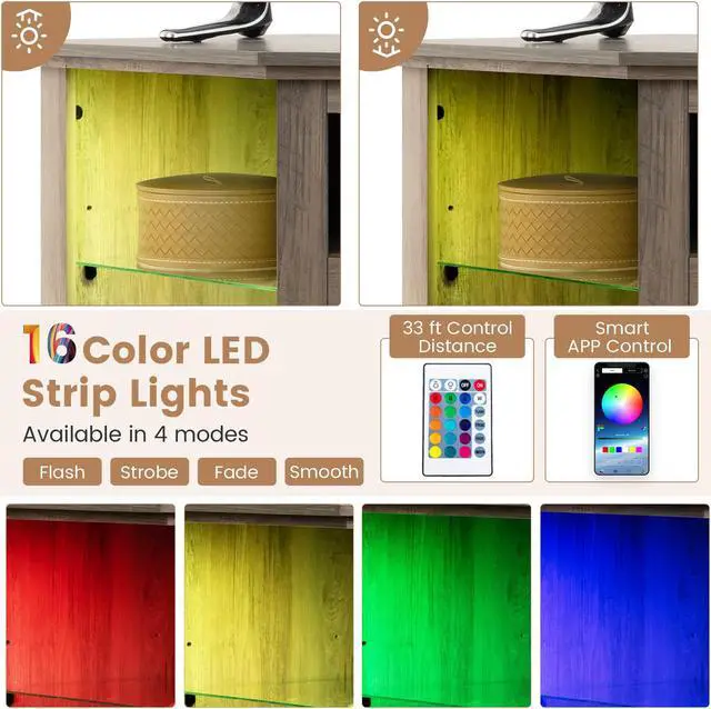 Alt view image 5 of 7 - SlickBlue Fireplace Corner TV Stand with LED Lights and Smart APP Control for 50 Inches TV