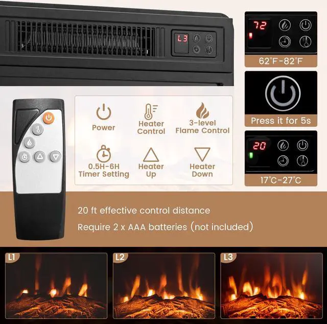 Alt view image 6 of 7 - SlickBlue Fireplace Corner TV Stand with LED Lights and Smart APP Control for 50 Inches TV