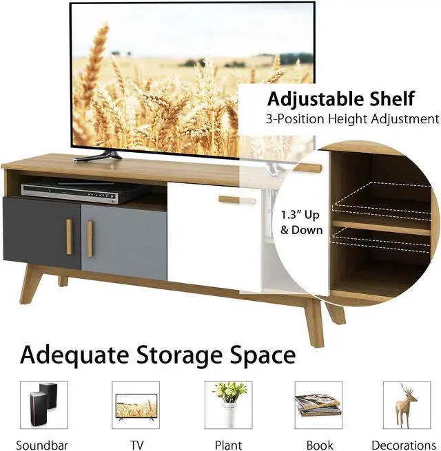 Alt view image 5 of 7 - SlickBlue 65 Inch TV Stand with 3 Storage Cabinets and 3 Open Shelves for Living Room