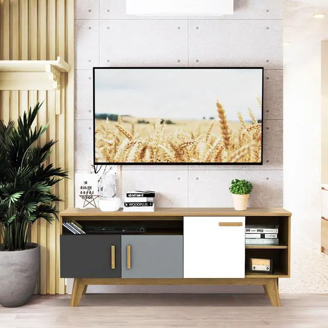 Alt view image 2 of 7 - SlickBlue 65 Inch TV Stand with 3 Storage Cabinets and 3 Open Shelves for Living Room