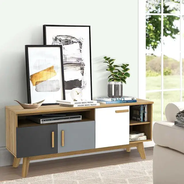 Alt view image 7 of 7 - SlickBlue 65 Inch TV Stand with 3 Storage Cabinets and 3 Open Shelves for Living Room