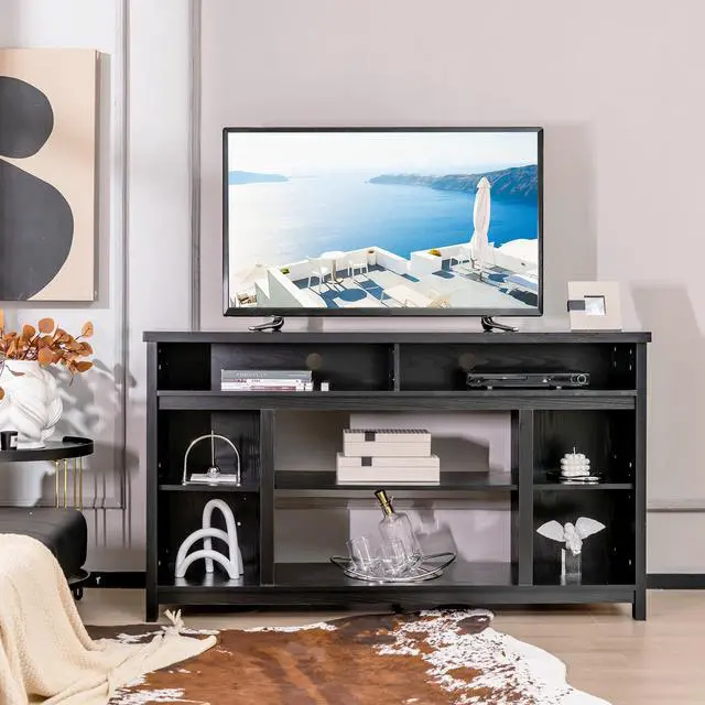Alt view image 2 of 7 - SlickBlue 58 Inch TV Stand Entertainment Console Center with Adjustable Open Shelves-Black