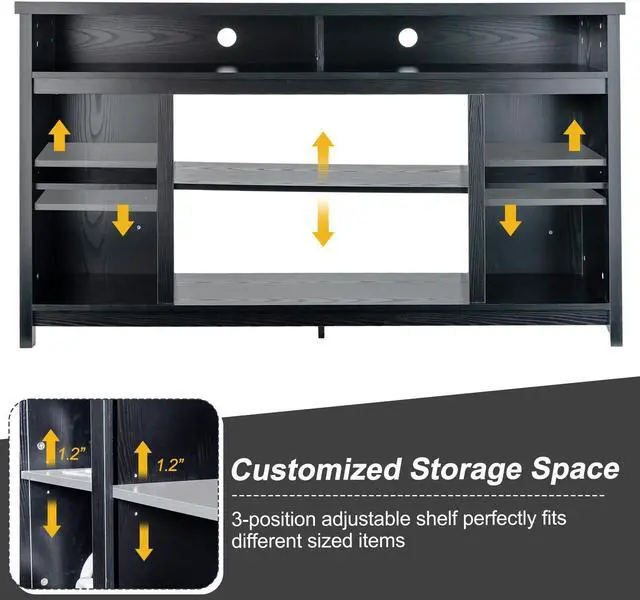 Alt view image 6 of 7 - SlickBlue 58 Inch TV Stand Entertainment Console Center with Adjustable Open Shelves-Black