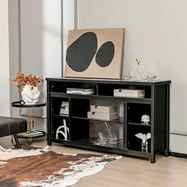 Alt view image 3 of 7 - SlickBlue 58 Inch TV Stand Entertainment Console Center with Adjustable Open Shelves-Black