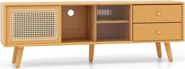 Main image of SlickBlue Bamboo TV Stand for TV up to 65 Inch-Natural
