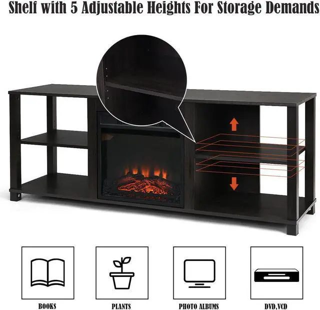 Alt view image 2 of 7 - SlickBlue 2-Tier TV Storage Cabinet Console with Adjustable Shelves