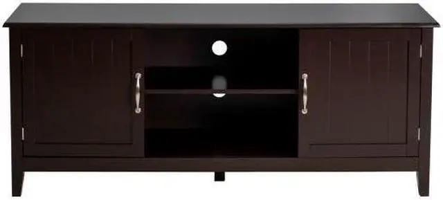 Main image of SlickBlue Entertainment Wood TV Stand for Up to 65 Inches Flat Screen with Storage Cabinets-Brown