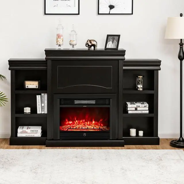 Alt view image 4 of 7 - SlickBlue 70 Inch Modern Fireplace Media Entertainment Center with Bookcase