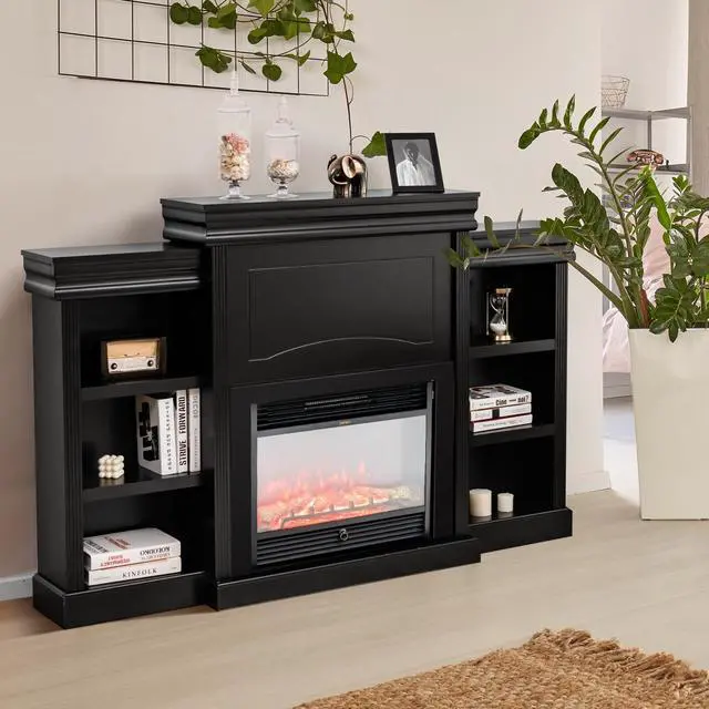 Alt view image 6 of 7 - SlickBlue 70 Inch Modern Fireplace Media Entertainment Center with Bookcase