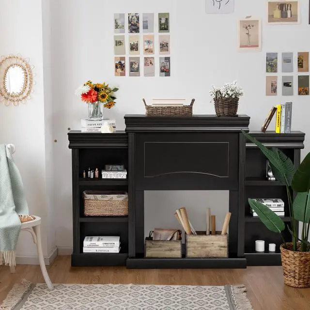Alt view image 7 of 7 - SlickBlue 70 Inch Modern Fireplace Media Entertainment Center with Bookcase