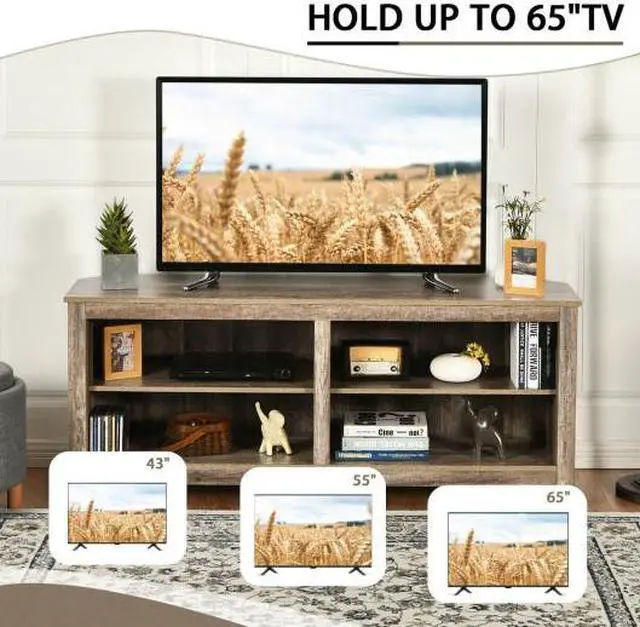 Alt view image 2 of 3 - SlickBlue 4 Cubby Entertainment Media Console with Shelves