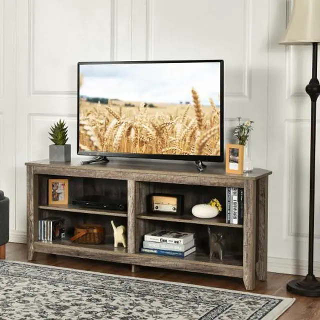 Alt view image 3 of 3 - SlickBlue 4 Cubby Entertainment Media Console with Shelves