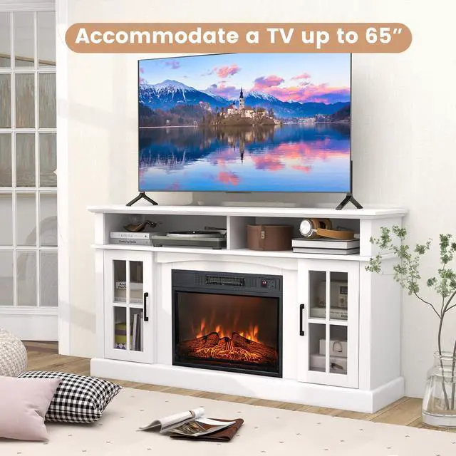 Alt view image 4 of 7 - SlickBlue Fireplace TV Stand for TVs Up to 65 Inch with Side Cabinets and Remote Control