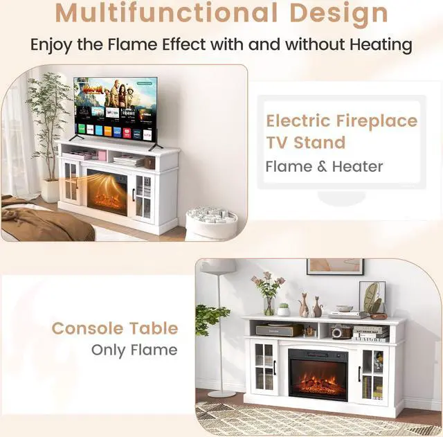 Alt view image 7 of 7 - SlickBlue Fireplace TV Stand for TVs Up to 65 Inch with Side Cabinets and Remote Control