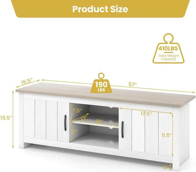 Alt view image 2 of 7 - SlickBlue TV Stand with 2 Cabinets and Open Shelves for TVs up to 65 Inch