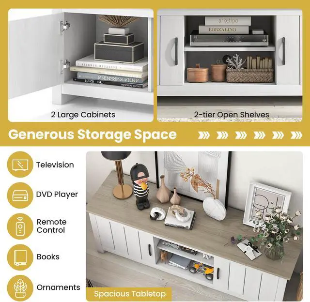Alt view image 7 of 7 - SlickBlue TV Stand with 2 Cabinets and Open Shelves for TVs up to 65 Inch