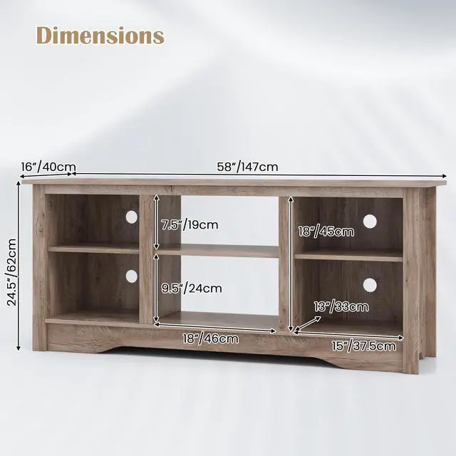 Alt view image 5 of 7 - SlickBlue TV Stand for up to 65" Flat Screen TVs with Adjustable Shelves for 18"
