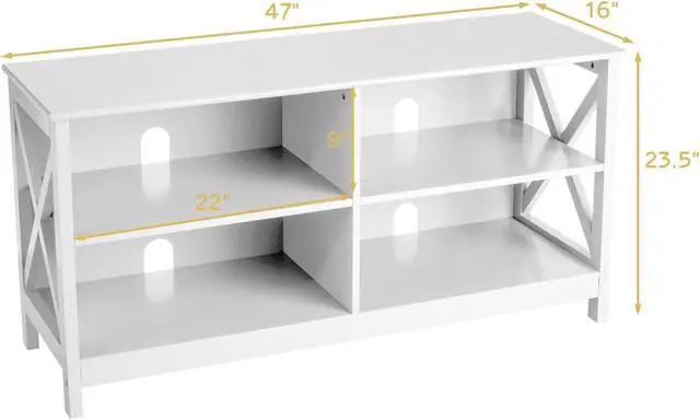 Alt view image 5 of 7 - SlickBlue Wooden TV Stand Entertainment for TVs up to 55 Inch with X-Shaped Frame