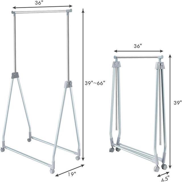 Alt view image 3 of 7 - SlickBlue Extendable Foldable Heavy Duty Clothing Rack with Hanging Rod