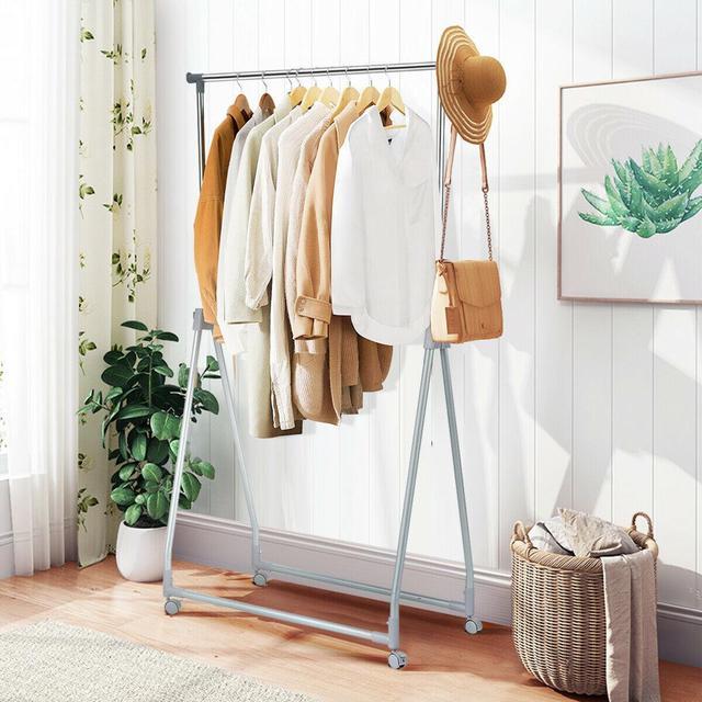 Alt view image 4 of 7 - SlickBlue Extendable Foldable Heavy Duty Clothing Rack with Hanging Rod