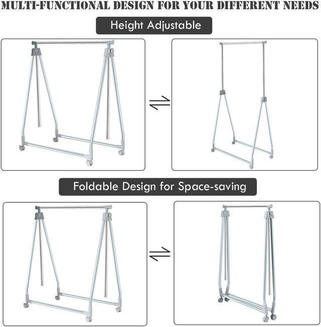 Alt view image 5 of 7 - SlickBlue Extendable Foldable Heavy Duty Clothing Rack with Hanging Rod
