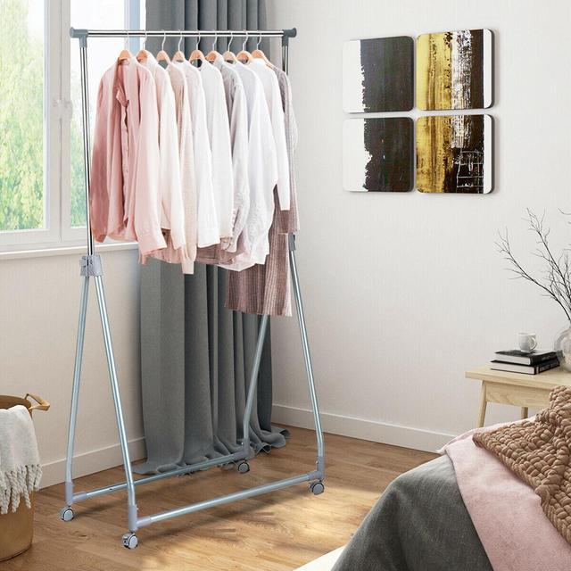 Alt view image 7 of 7 - SlickBlue Extendable Foldable Heavy Duty Clothing Rack with Hanging Rod