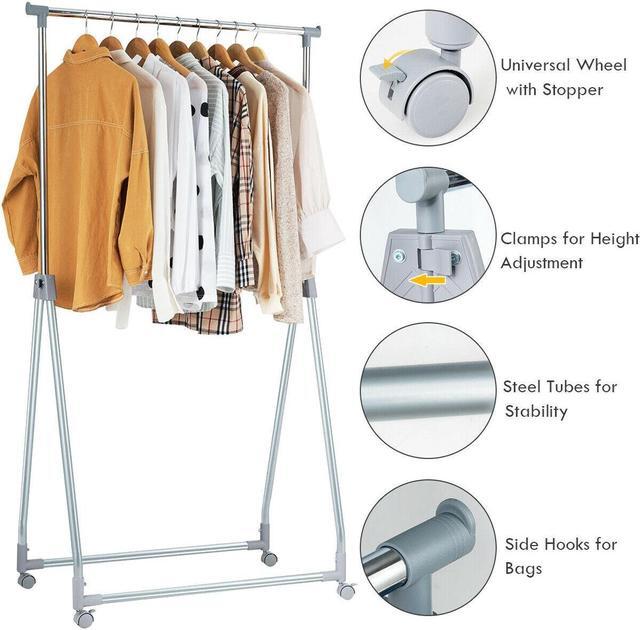 Alt view image 2 of 7 - SlickBlue Extendable Foldable Heavy Duty Clothing Rack with Hanging Rod