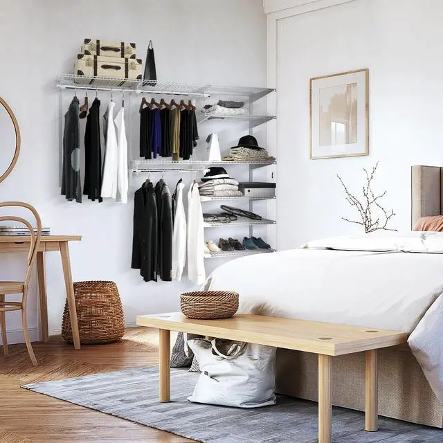 Alt view image 3 of 7 - SlickBlue Adjustable Closet Organizer Kit with Shelves and Hanging Rods for 4 to 6 Feet