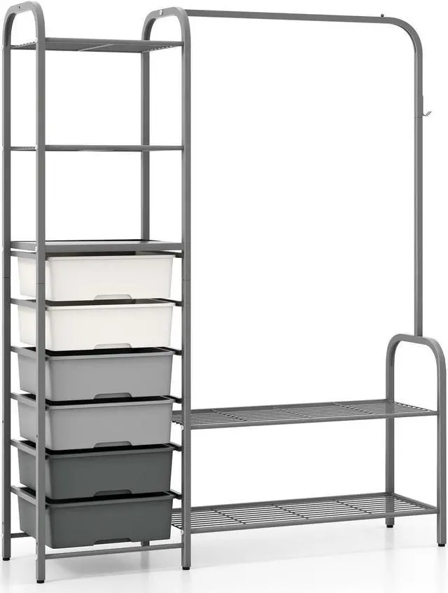 Main image of SlickBlue Free Standing Closet Organizer with Removable Drawers and Shelves-Gray
