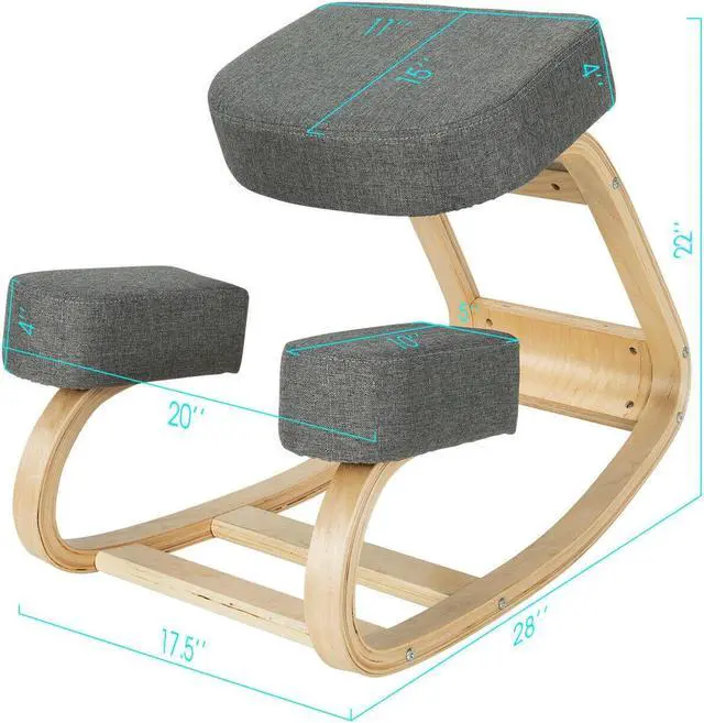 Alt view image 3 of 7 - SlickBlue Ergonomic Kneeling Chair Rocking Office Desk Stool Upright Posture-Gray